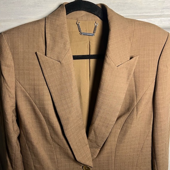 Elie Tahari Textured Brown Single Button Long Line‎ Blazer Career Classic - Picture 5 of 8